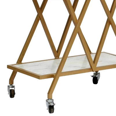 Chaves Handcrafted Modern Glam Marble Bar Cart Gold/White - Christopher Knight Home - Image 6
