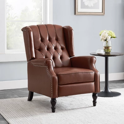 Walter Contemporary Tufted Recliner Cognac Brown/Dark Brown - Christopher Knight Home