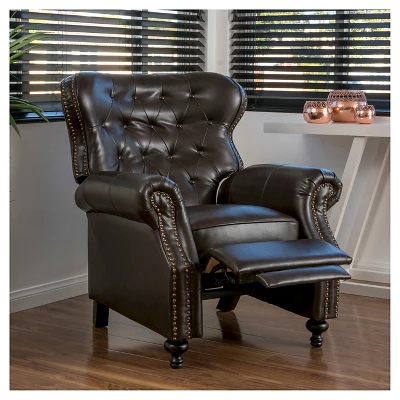 Walder Bonded Leather Press-Back Recliner Club Chair Brown - Christopher Knight Home - Image 2