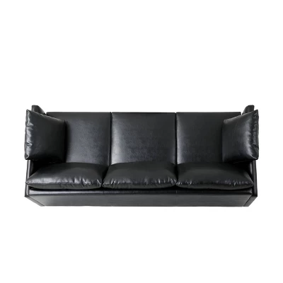 Brockbank Modern Faux Leather 3 Seater Sofa With Pillows - Christopher Knight Home - Image 5