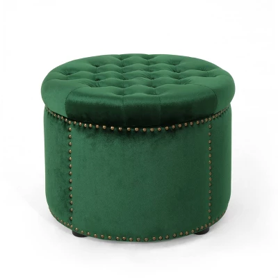 Tiernan Glam Velvet Tufted Ottoman - Christopher Knight Home - Image 6