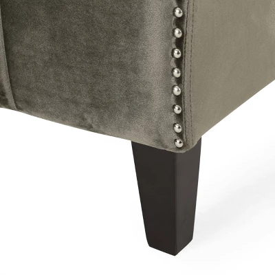 Weymouth Contemporary Channel Stitch Velvet Settee Gray - Christopher Knight Home - Image 4