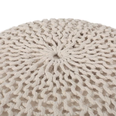 Abena Modern Knitted Cotton Round Pouf - Christopher Knight Home - Image 6