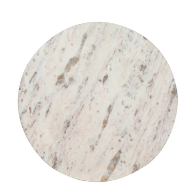 Lenhart Modern Glam Handcrafted Marble Top Aluminum Side Table Nickel/White - Christopher Knight Home - Image 2