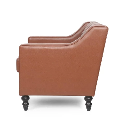 Furman Contemporary Tufted Club Chair Cognac - Christopher Knight Home - Image 3
