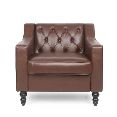 Furman Contemporary Tufted Club Chair Cognac - Christopher Knight Home - Image 10