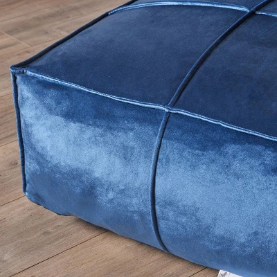 Nakisha Velvet Square Bean Bag Ottoman - Christopher Knight Home - Image 2