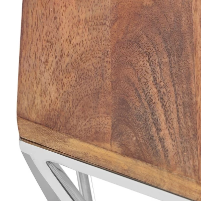 Cowger Rustic Glam Handcrafted Mango Wood Side Table Walnut/Polished Nickel - Christopher Knight Home - Image 6