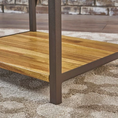 Roney 17" Bookcase With Rustic Metal Finished Iron Accents - Natural - Christopher Knight Home - Image 3