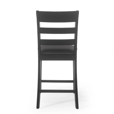 2pc Benner Farmhouse Upholstered Wood Counter Height Barstools Black - Christopher Knight Home - Image 6