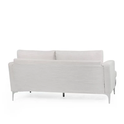 Dallin Contemporary Fabric 3 Seater Sofa Beige/Silver - Christopher Knight Home - Image 2