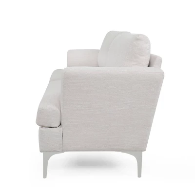 Dallin Contemporary Fabric 3 Seater Sofa Beige/Silver - Christopher Knight Home - Image 3