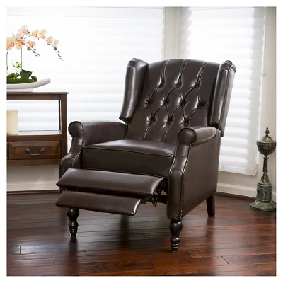 Walter Brown Bonded Leather Recliner Club Chair - Christopher Knight Home - Image 2