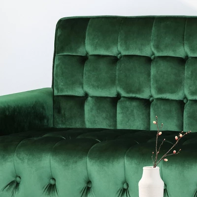 Hertford Tufted Velvet Sofa Emerald - Christopher Knight Home - Image 2