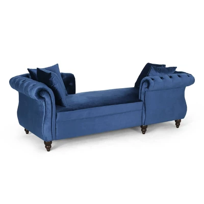 Houck Modern Glam Tufted Velvet Tete-A-Tete Chaise Lounge With Accent Pillows - Christopher Knight Home - Image 11