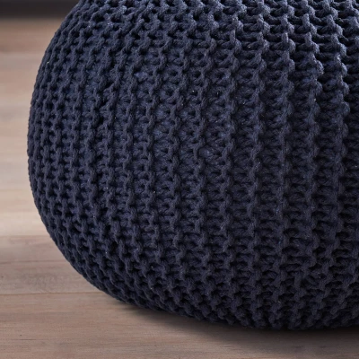 Abena Modern Knitted Cotton Round Pouf - Christopher Knight Home - Image 3