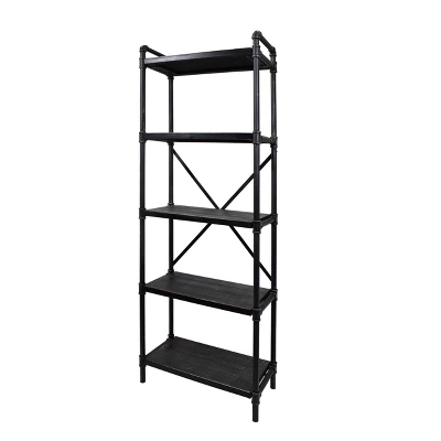 71" Driscoe Industrial 5 Shelf Firwood Bookcase Gray/Pewter - Christopher Knight Home - Image 2
