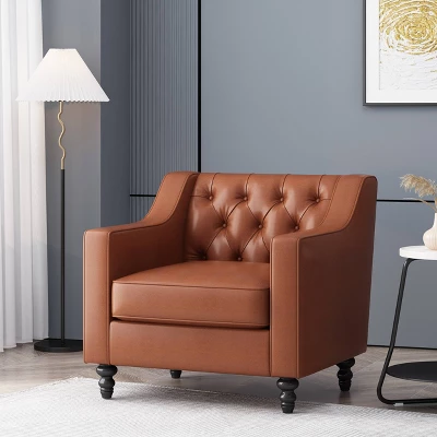 Furman Contemporary Tufted Club Chair Cognac - Christopher Knight Home