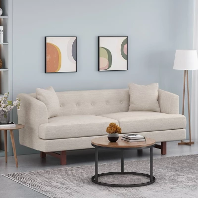 Mableton Mid-Century Modern Upholstered 3 Seater Sofa - Christopher Knight Home