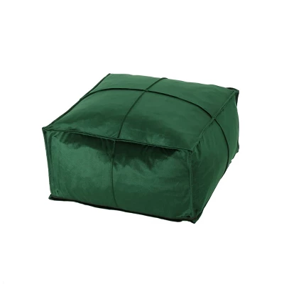 Nakisha Velvet Square Bean Bag Ottoman - Christopher Knight Home - Image 5