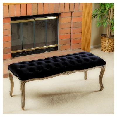 Tufted Black Velvet Bench - Black Velvet - Christopher Knight Home - Image 3