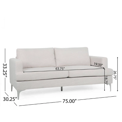 Dallin Contemporary Fabric 3 Seater Sofa Beige/Silver - Christopher Knight Home - Image 9