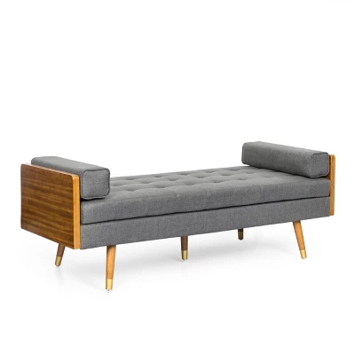 Keairns Mid Century Modern Tufted Double End Chaise Lounge With Bolster Pillows - Christopher Knight Home - Image 10