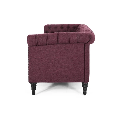 Barneyville Traditional Chesterfield Sofa Wine - Christopher Knight Home - Image 4