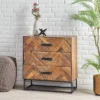 Burdine Handcrafted Boho Wood 3 Drawer Cabinet Natural/Black - Christopher Knight Home