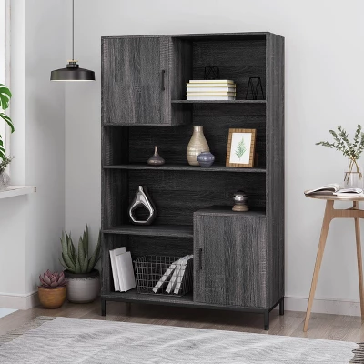 64.5" Frankford Contemporary Cube Unit Bookcase Dark Gray - Christopher Knight Home