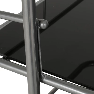 Bridger Modern 3 Tier Bar Cart With Glass Shelving Silver/Black - Christopher Knight Home - Image 6