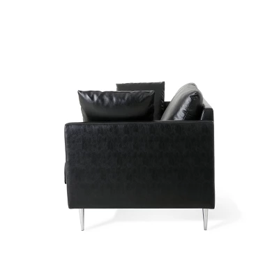 Brockbank Modern Faux Leather 3 Seater Sofa With Pillows - Christopher Knight Home - Image 4