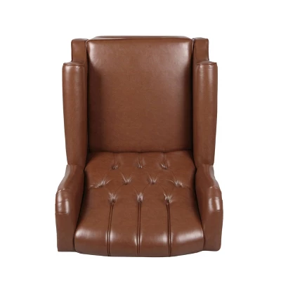 Walter Contemporary Tufted Recliner Cognac Brown/Dark Brown - Christopher Knight Home - Image 5