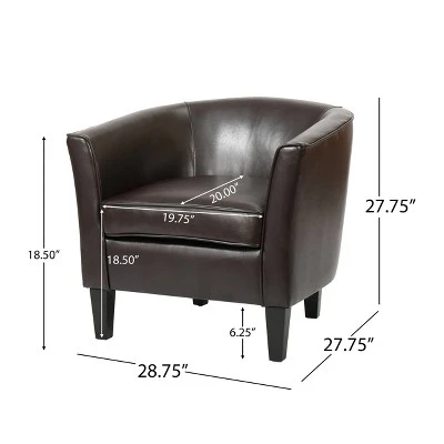 Aiden Bonded Leather Club Chair Brown - Christopher Knight Home - Image 4