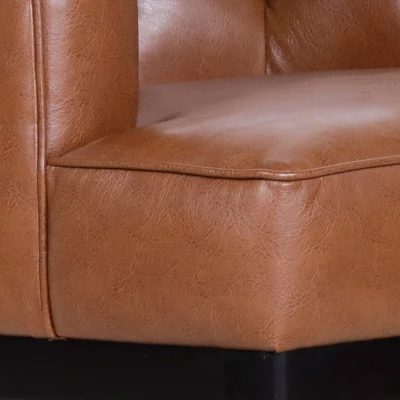 Clough Contemporary Faux Leather Tufted Accent Chair Cognac Brown/Dark Brown - Christopher Knight Home - Image 7