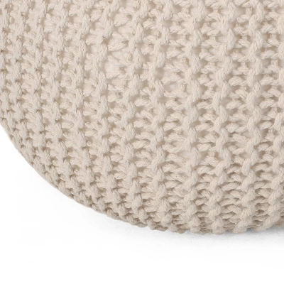 Abena Modern Knitted Cotton Round Pouf - Christopher Knight Home - Image 4