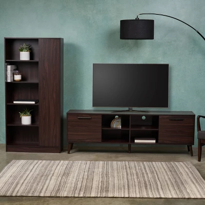 2pc Daru Mid-Century Entertainment Center Set Walnut - Christopher Knight Home