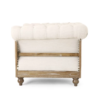 Voll Chesterfield Tufted Fabric Club Chair With Nailhead Trim - Christopher Knight Home - Image 3