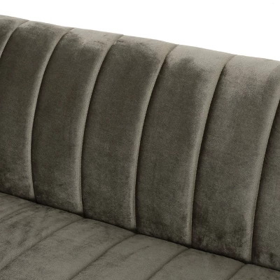 Weymouth Contemporary Channel Stitch Velvet Settee Gray - Christopher Knight Home - Image 2