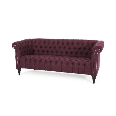 Barneyville Traditional Chesterfield Sofa Wine - Christopher Knight Home - Image 2