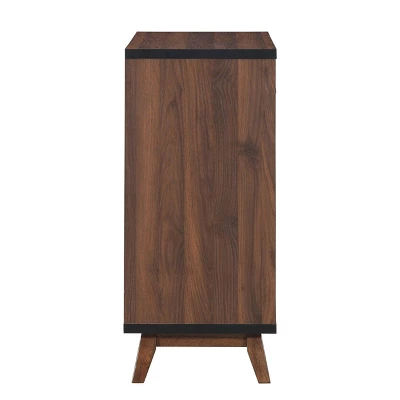 Hurlbut Modern Industrial Wooden 6 Bottle Wine Cabinet Walnut/Black/Dark Brown - Christopher Knight Home - Image 2