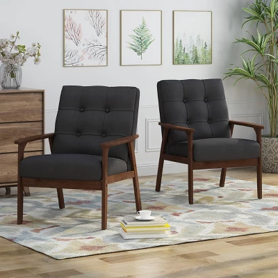 Set Of 2 Duluth Mid-Century Armchairs Black - Christopher Knight Home