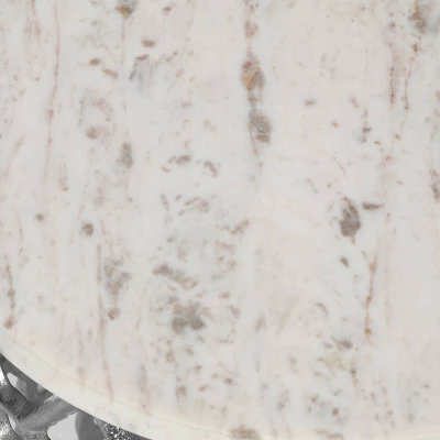 Lenhart Modern Glam Handcrafted Marble Top Aluminum Side Table Nickel/White - Christopher Knight Home - Image 4