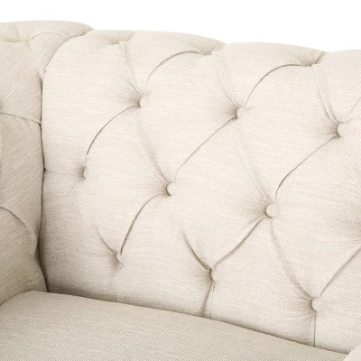 Voll Chesterfield Tufted Fabric Club Chair With Nailhead Trim - Christopher Knight Home - Image 7