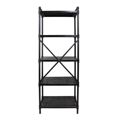 71" Driscoe Industrial 5 Shelf Firwood Bookcase Gray/Pewter - Christopher Knight Home - Image 3