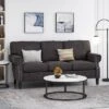 Burkehaven Contemporary Fabric 3 Seater Nailhead Trim Sofa Gray/Dark Brown - Christopher Knight Home