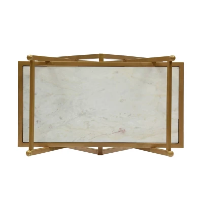 Chaves Handcrafted Modern Glam Marble Bar Cart Gold/White - Christopher Knight Home - Image 2