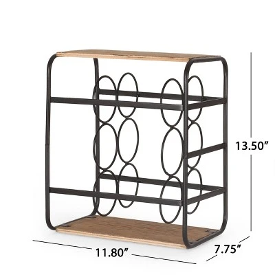 Rauser Modern Industrial 6 Bottle Tabletop Wine Rack Natural/Black - Christopher Knight Home - Image 7