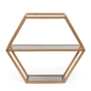 17" Lepley Modern Glam Handcrafted Glass 2 Shelf Hexagonal Decorative Shelf Antique Gold - Christopher Knight Home