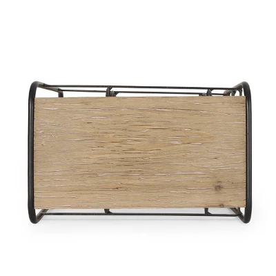 Rauser Modern Industrial 6 Bottle Tabletop Wine Rack Natural/Black - Christopher Knight Home - Image 3